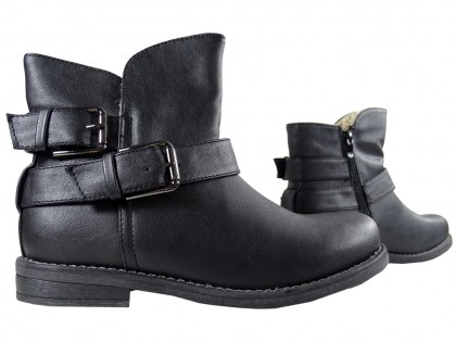 Black matt flat Eco boots warmed leather - 3