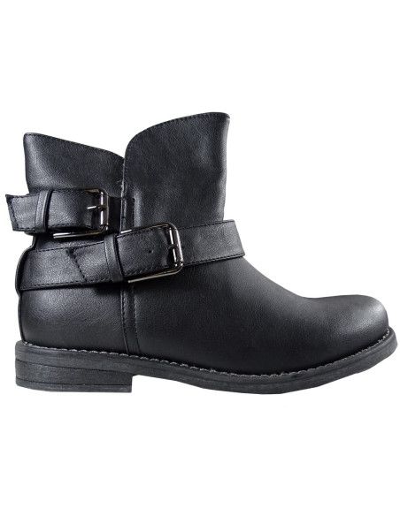 Schwarz matt flach Eco Stiefel erwärmt Leder - 1