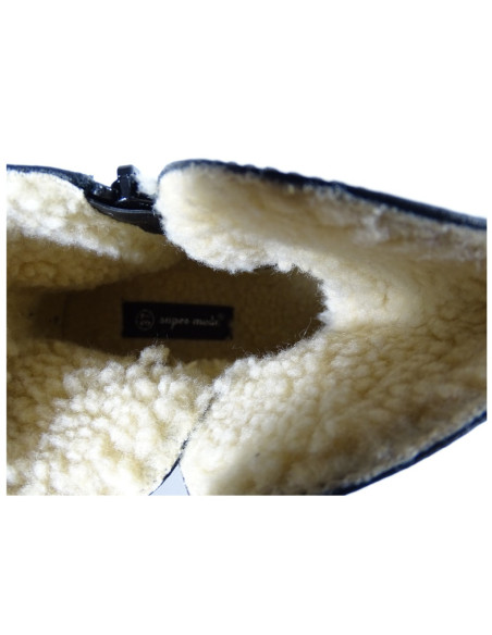 Schwarz matt flach Eco Stiefel erwärmt Leder - 5