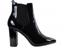 Black lacquered women's heeled boots - 1