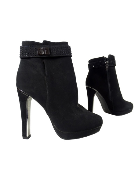 Schwarze Wildleder-Damenstiefel an einer Stange - 3