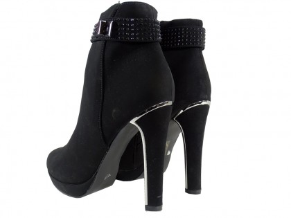 Black suede women's boots on a pole - 2