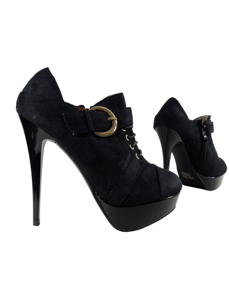 Black suede boots on a tied platform - 3