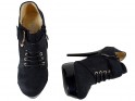 Чорні замшеві черевики на платформі зі шнурівкою - 4