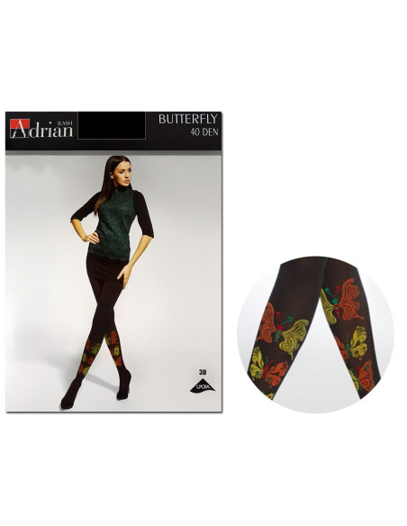Smooth tights 40 bottom with butterflies on the calf Adrian - 3