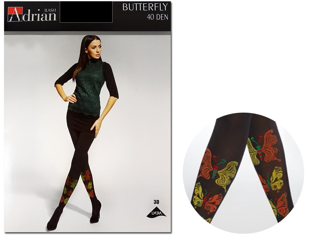 Smooth tights 40 bottom with butterflies on the calf Adrian - 3