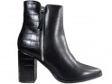 Чорні утеплені жіночі черевики на підборах - 1