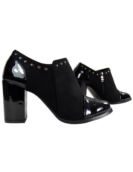 Schwarze Stiefel mit Stilettoabsatz und Lackleder-Nase - 3