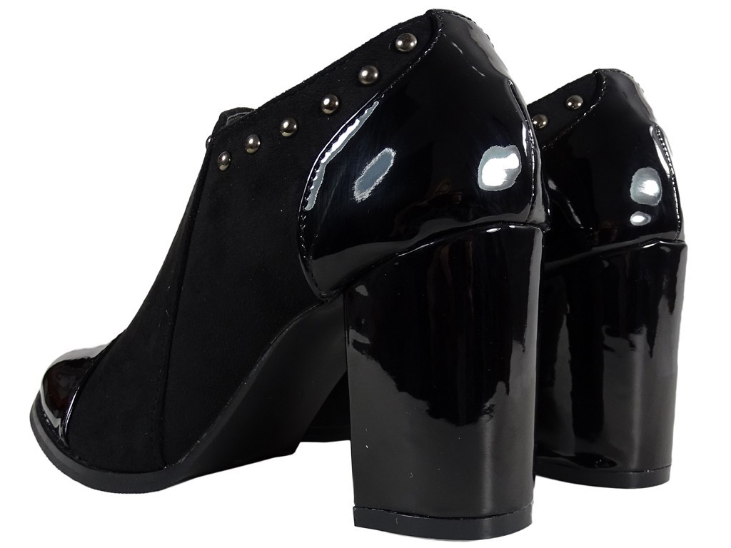 Melni lakoti ādas zābaki ar stiletto papēžiem - 2