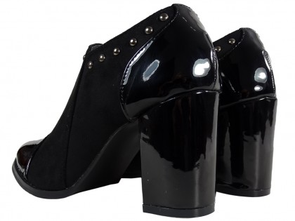 Black stiletto heeled boots with patent leather nose - 2
