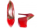 Red platform stilettos lace-ups pink sole - 4