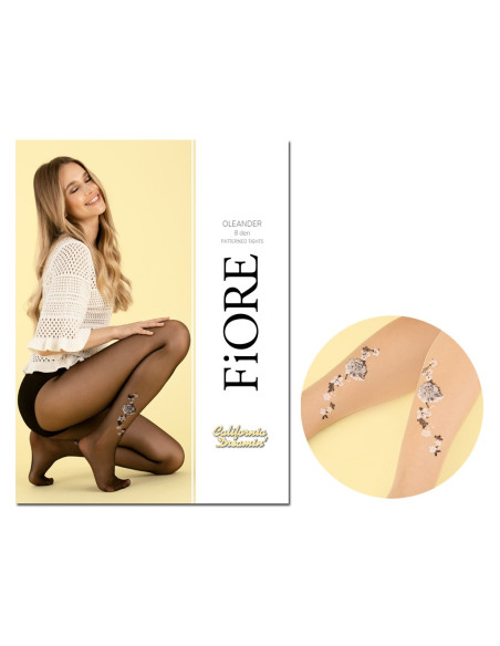 Thin 8den transparent tights with flower ankle - 3