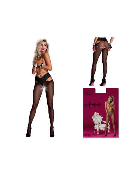 Lace tights with a hole in the crotch 30 den - 3 Lace tights with a hole in the crotch 30 den - 3