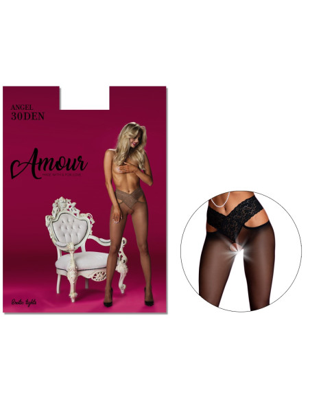 Lace tights with a hole in the crotch 30 den - 5 Lace tights with a hole in the crotch 30 den - 5