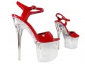 Czerwone szpilki szklanki buty erotyczne - 3