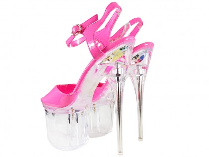 Różowe szpilki szklanki buty erotyczne - 2