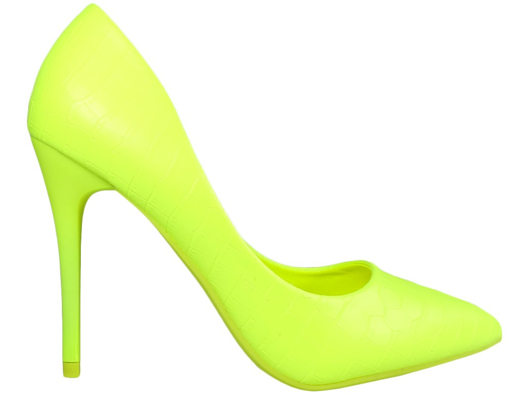 Dzelteni neona matēti stiletto papēži - 1
