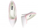 White mat eco leather stilettos with pink gochas - 4