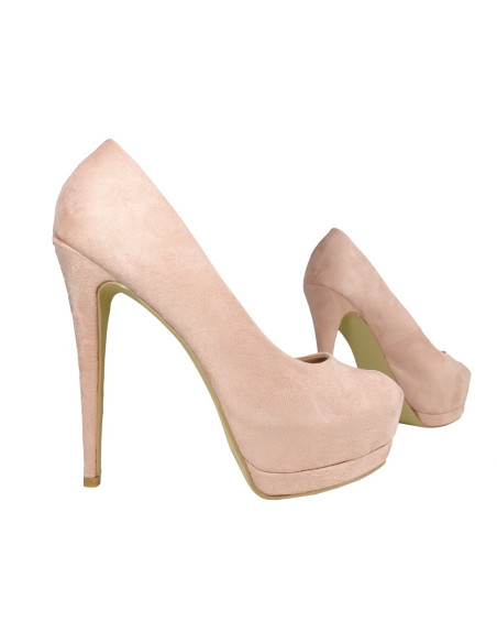 Pink suede platform stilettos without toe - 4