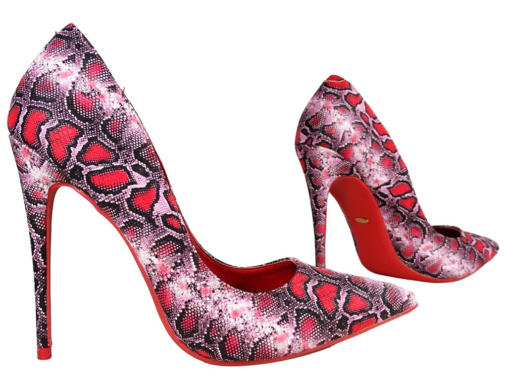 Red ombre stilettos with snakeskin effect  - 3