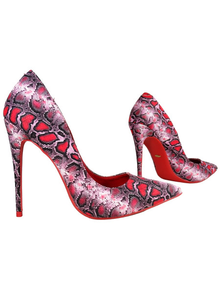 Rote Ombre-Stilettos mit Schlangenhaut-Effekt  - 3