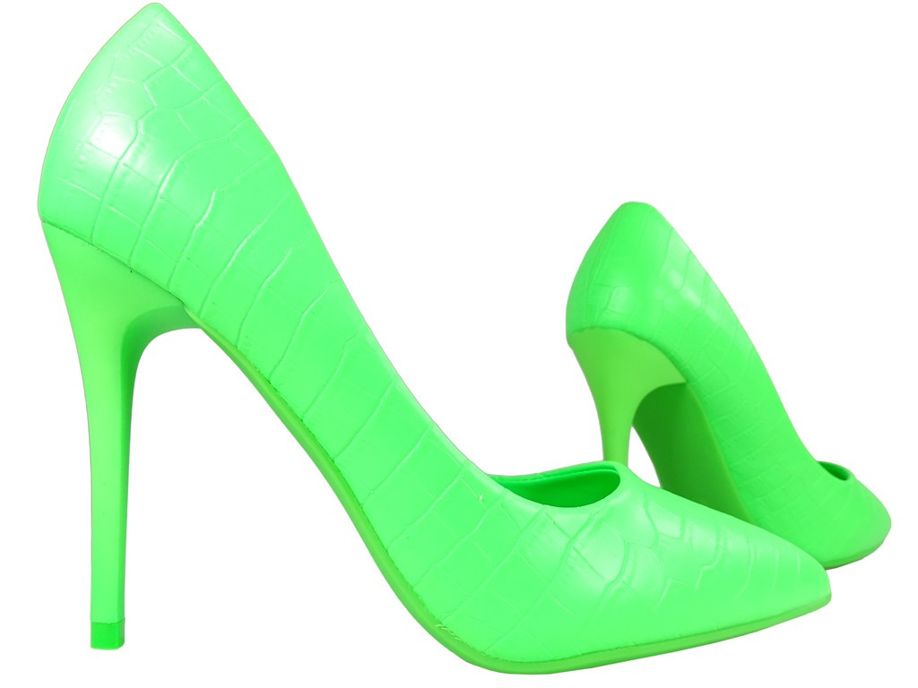 Green neon matte stiletto heels - 3