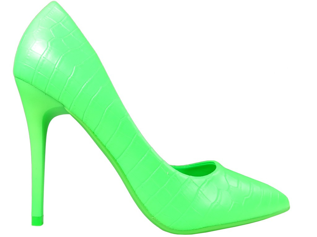 Zielone neonowe szpilki matowe szpic - 1