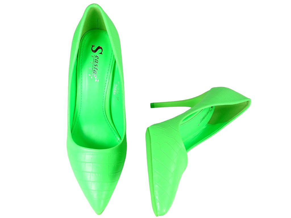 Zaļi neona matēti stiletto papēži - 4