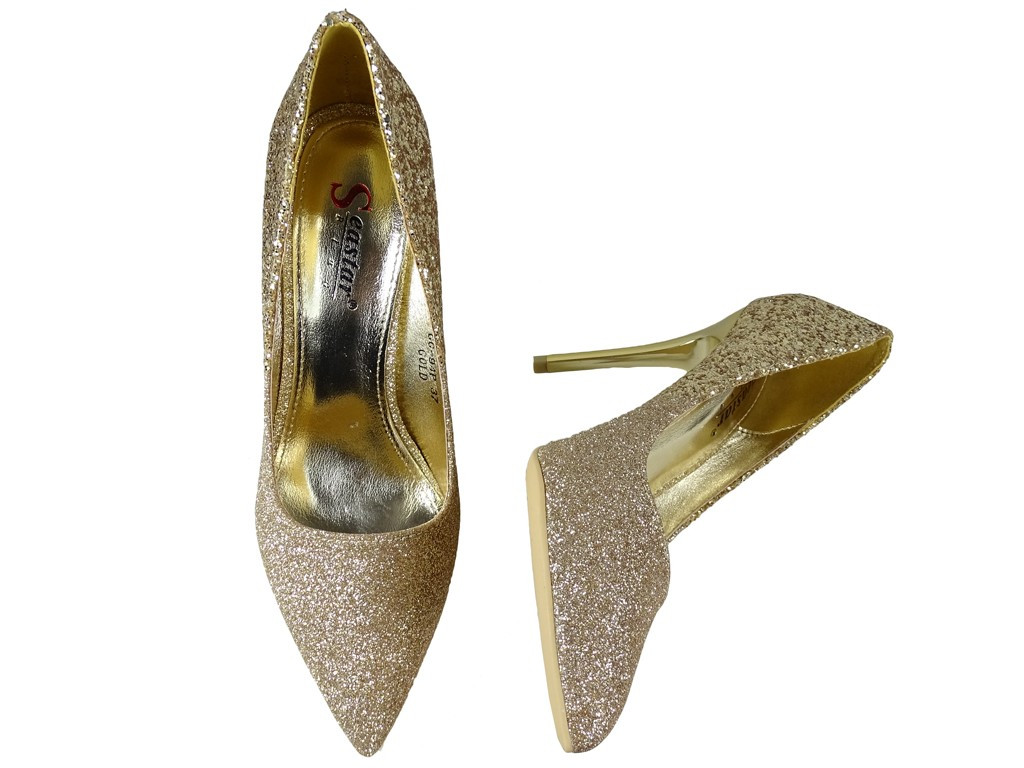 Gold Brokat ombre Stilettos - 4