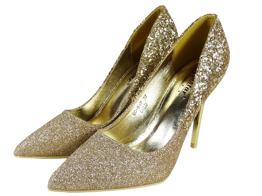 Gold brocade ombre stilettos - 5