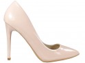 Bézs színű lakkozott női magas sarkú cipő - 1