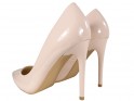 Bézs színű lakkozott női magas sarkú cipő - 2