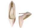 Bézs színű lakkozott női magas sarkú cipő - 4