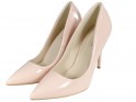 Bézs színű lakkozott női magas sarkú cipő - 5