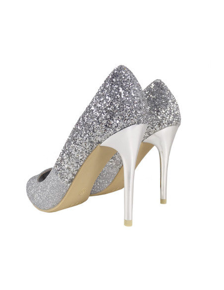 Sudraba brokāta ombre stilettos - 2