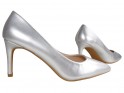 Women's low silver matte stilettos - 3