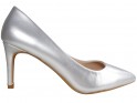 Women's low silver matte stilettos - 1