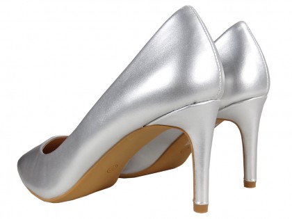Women's low silver matte stilettos - 2