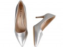 Women's low silver matte stilettos - 4