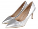Women's low silver matte stilettos - 5
