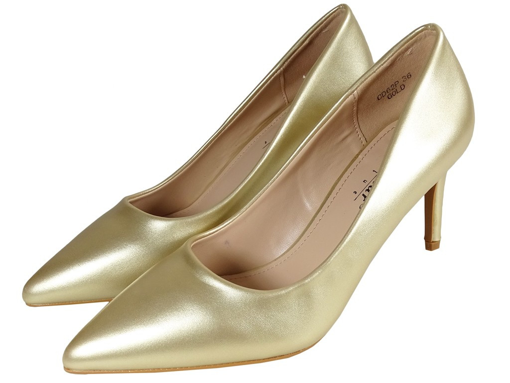 Talons aiguilles bas en or mat pour femmes - 5