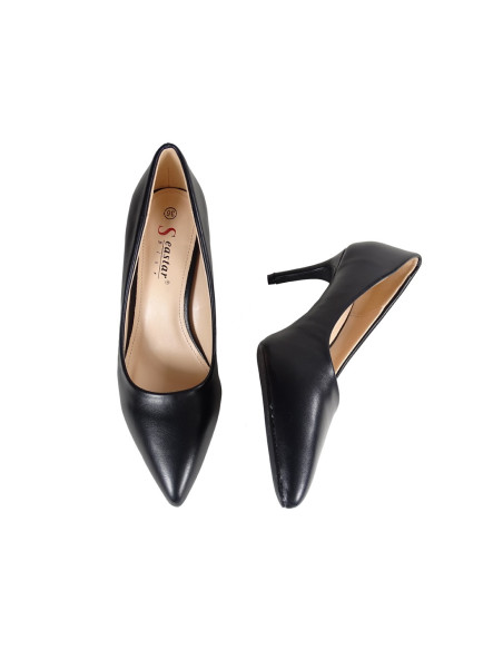 Stilettos bas noirs mats pour femmes - 4