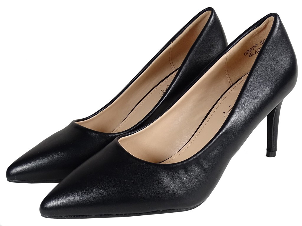 Stilettos bas noirs mats pour femmes - 5