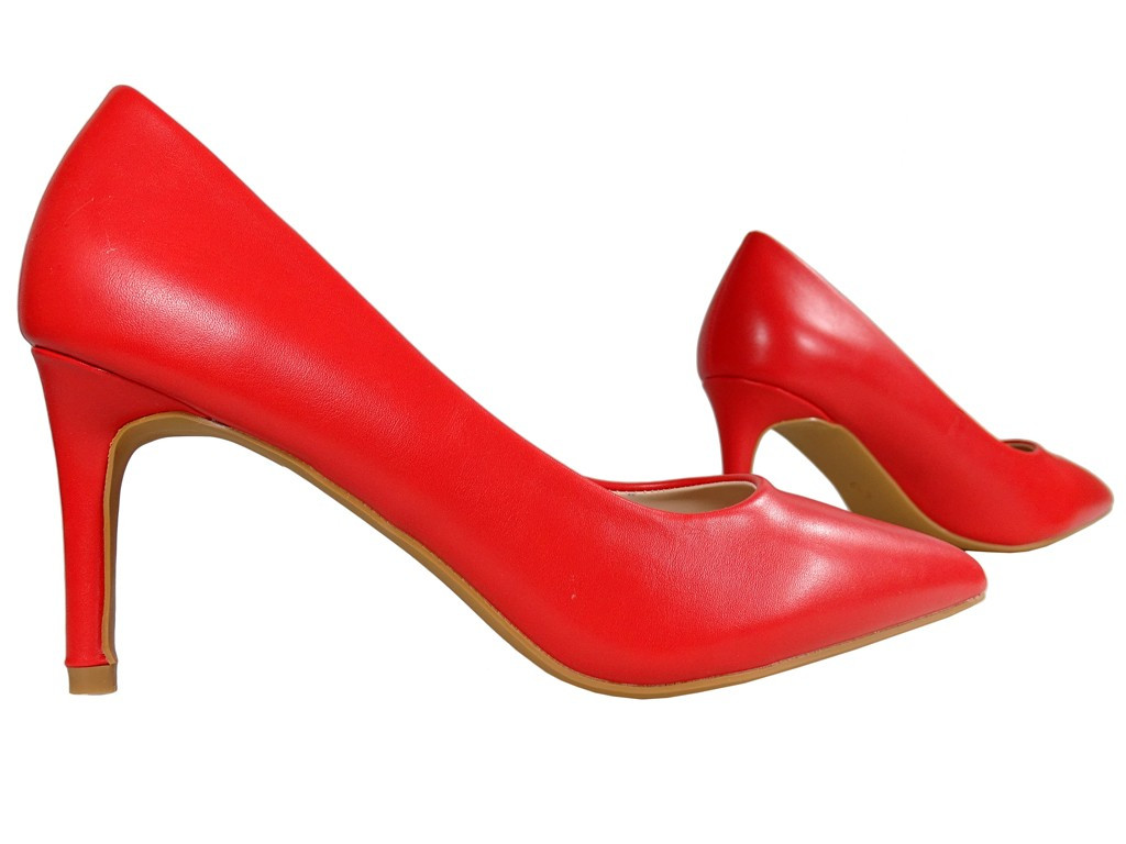 Stilettos rouges mats bas pour femmes - 3