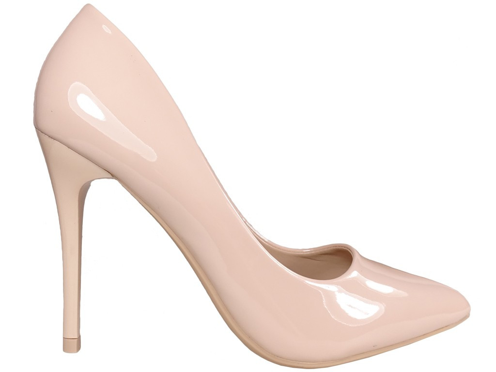 Bēšas krāsas nude stiletto papēži no eko ādas - 1