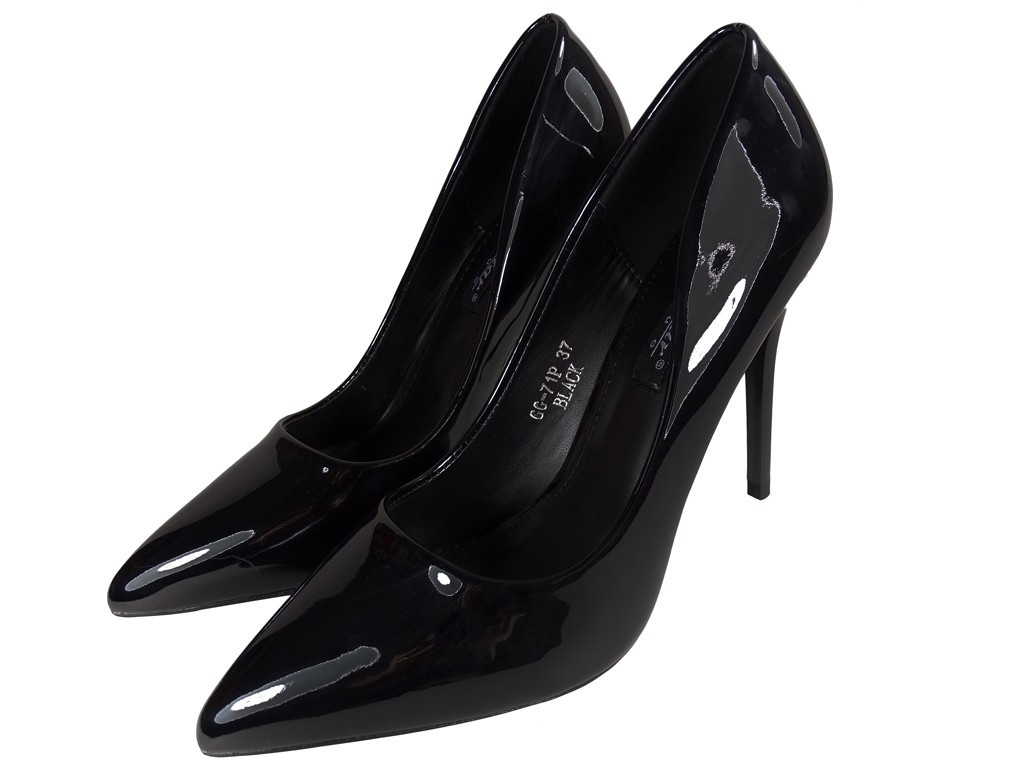 Black patent leather stilettos - 5