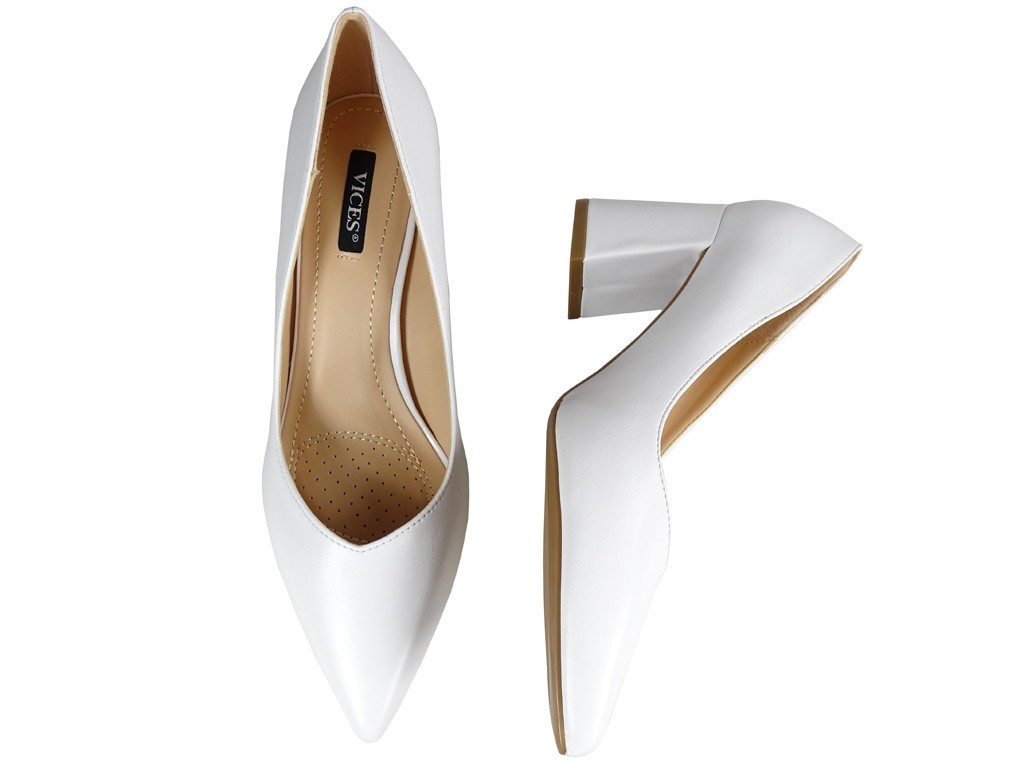 Weiße Stiletto Pumps Hochzeit eko Leder - 4