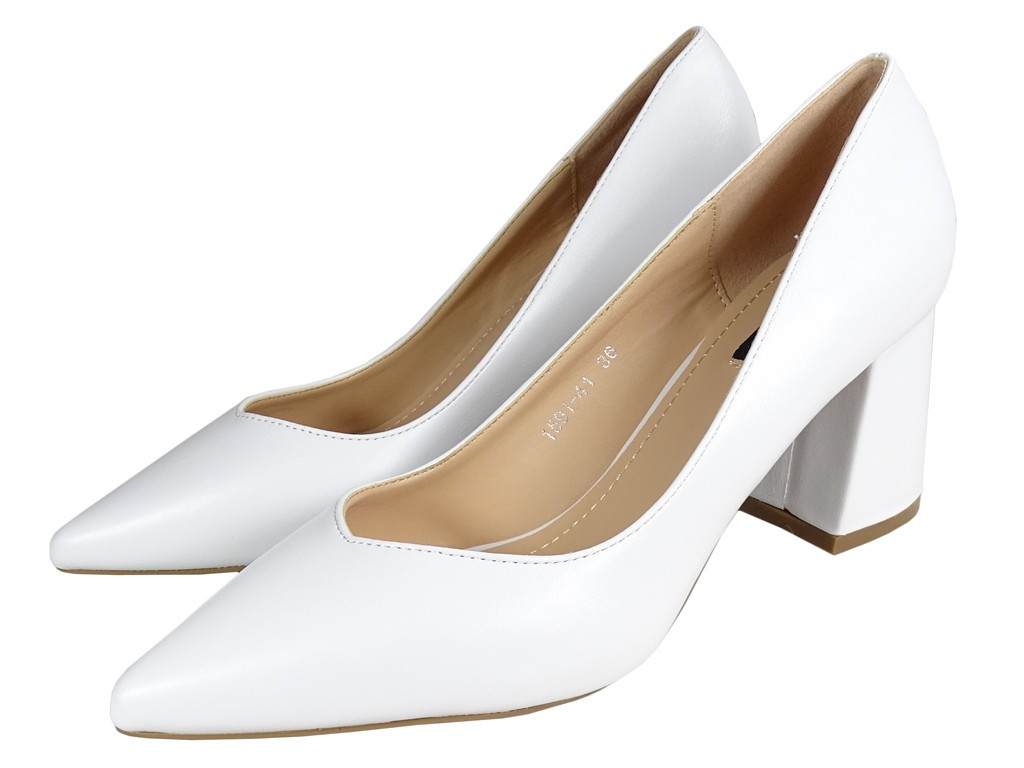 White stiletto pumps wedding eko leather - 5