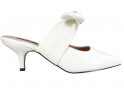 Tocuri înalte albe, papuci de nuntă din piele ecologică - 1