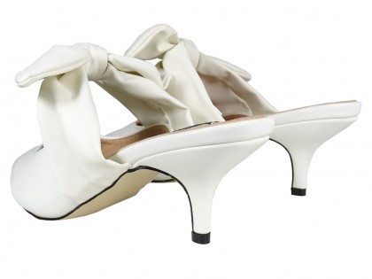 Biele vysoké podpätky, svadobné papuče z ekologickej kože - 2